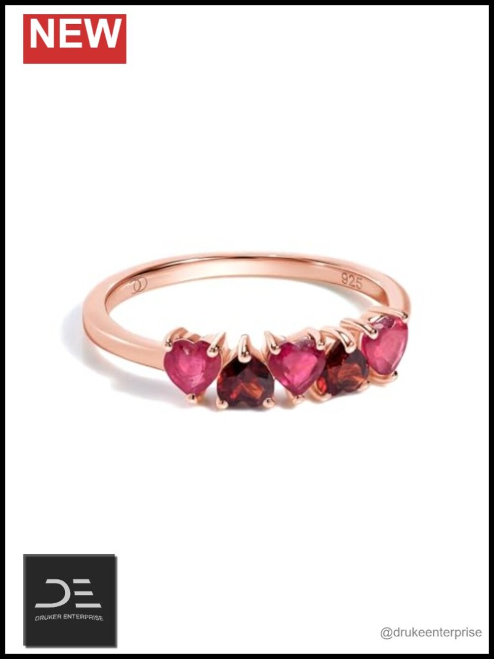 Sterling Silver Plated 18k Rose Gold Mix Gemstone Statement Ring